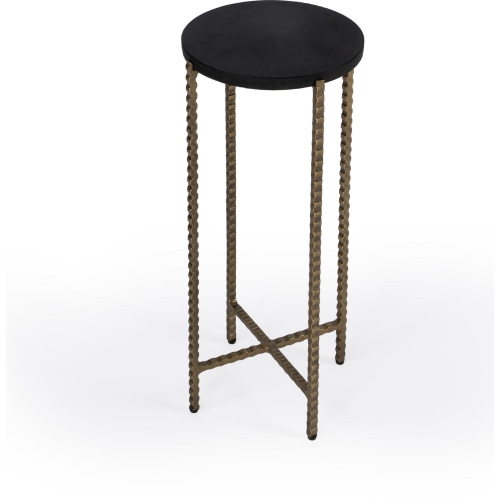 Nigella Side Table in Black Granite & Gold Metal