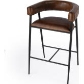 Dallas Bar Stool in Brown Leather & Iron