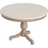 Danielle 44" Round Pedestal Dining Table in Off White Marble & Washed Tan Wood