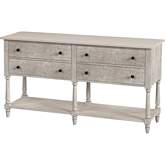 Danielle 65" 4 Drawer Sideboard in Off White Marble & Rustic Gray Wood