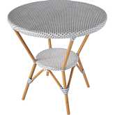 Tobias 30" Outdoor Round Bistro Table in Blue, White & Natural Rattan