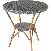 Tobias 30" Outdoor Round Bistro Table in Gray, White & Natural Rattan