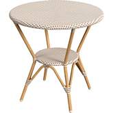 Tobias Outdoor 30" Round Bistro Table in Beige & White PE Rattan & Rattan Color Aluminum