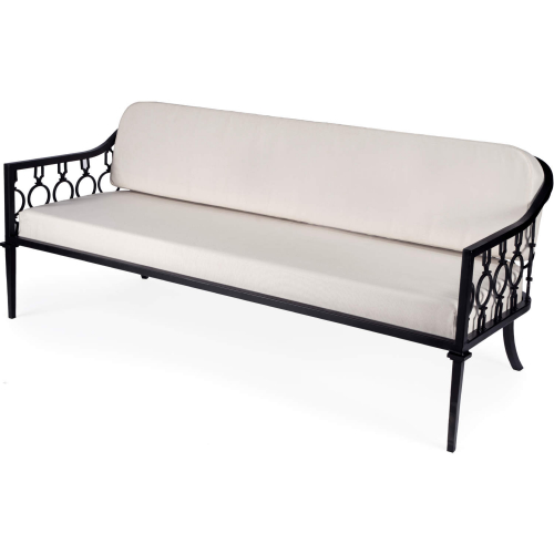 Southport Outdoor Sofa in Black Iron & Ivory Sunbrella Fabric