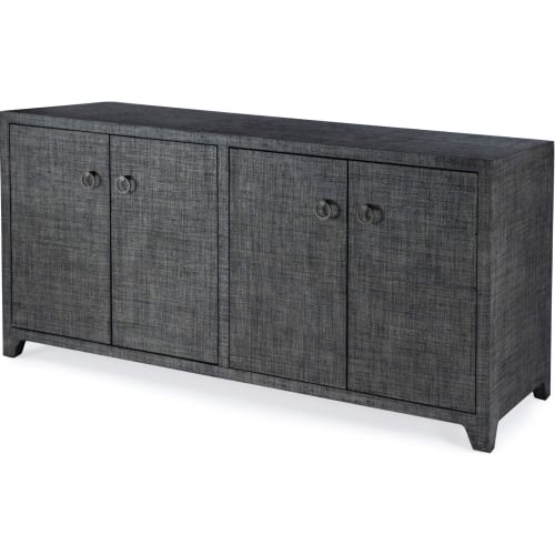 Bar Harbor 70" 4 Door Sideboard in Charcoal Gray Raffia