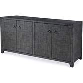 Bar Harbor 70" 4 Door Sideboard in Charcoal Gray Raffia