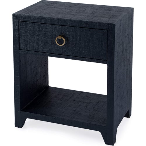 Bar Harbor 1 Drawer Nightstand in Navy Blue Raffia