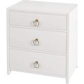 Lark 3 Drawer Nightstand in White Finish Wood