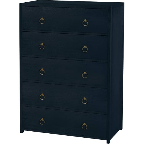 Lark 5 Drawer Dresser in Navy Blue Finish Wood