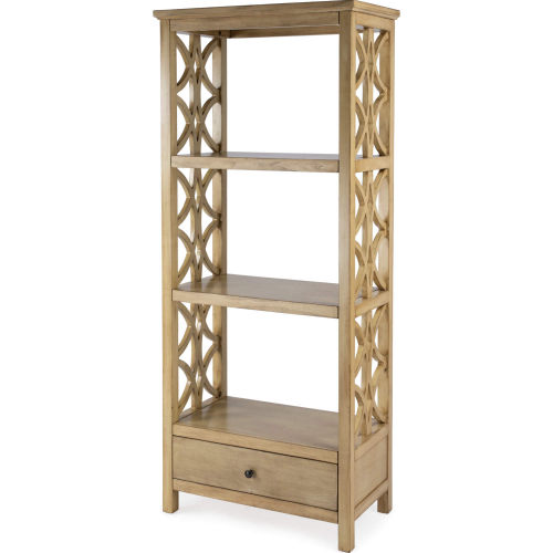 Lorena 30"W 3 Tier Etagere Bookcase w/ Drawer in Antique Beige Finish