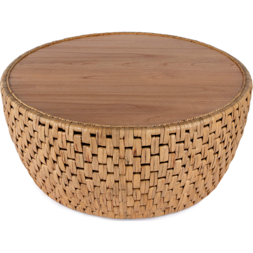 Captiva Round Drum Coffee Table in Natural Finish Rattan