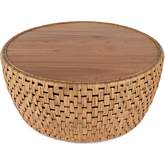 Captiva Round Drum Coffee Table in Natural Finish Rattan