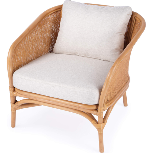 Rattan Accent Chair in Natural Rattan & Ivory Sunbrella Fabric