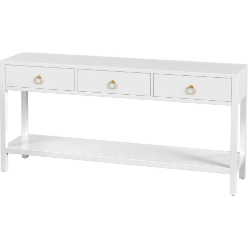 Lark 65" 3 Drawer Console Table in White Finish Wood