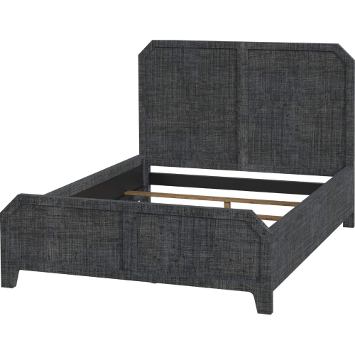 Bar Harbor Queen Panel Bed in Charcoal Gray Raffia