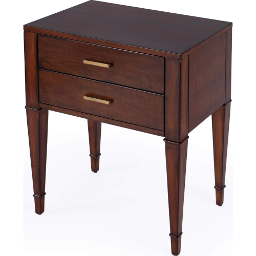 Kai 24" 2 Drawer End Table in Antique Cherry Brown Finish Wood