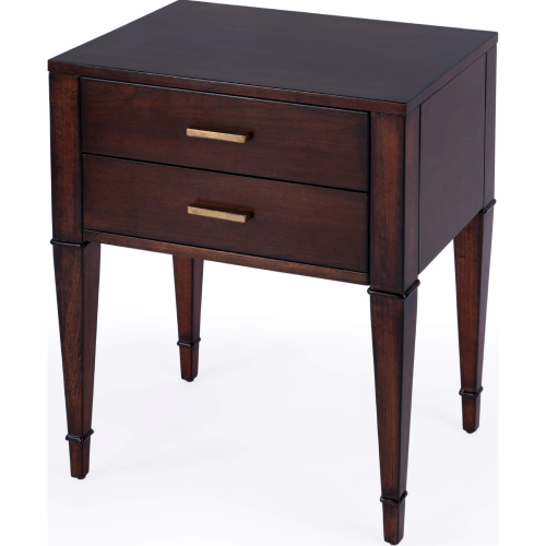 Kai 24" 2 Drawer End Table in Cherry Dark Brown Finish Wood