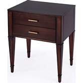 Kai 24" 2 Drawer End Table in Cherry Dark Brown Finish Wood