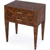 Kai 24" 2 Drawer End Table in Light Brown Burl Wood