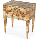 Kai 24" 2 Drawer End Table in Light Brown Burl Wood