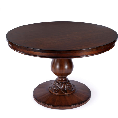 Evie 48" Round Pedestal Dining Table in Antique Cherry Brown Finish Wood