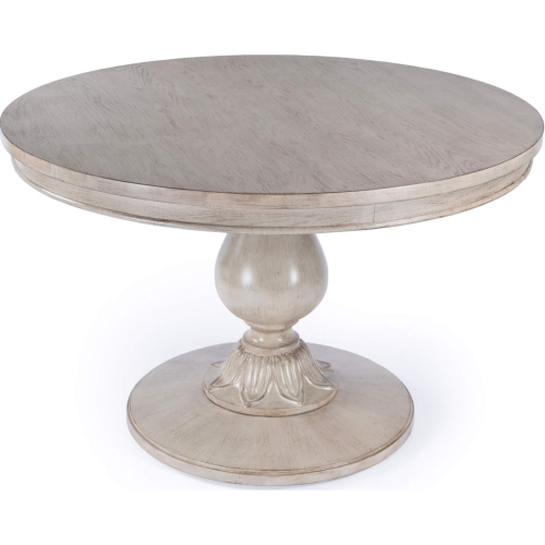 Evie 48" Round Pedestal Dining Table in Driftwood Light Brown Finish Wood