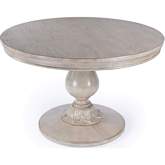 Evie 48" Round Pedestal Dining Table in Driftwood Light Brown Finish Wood