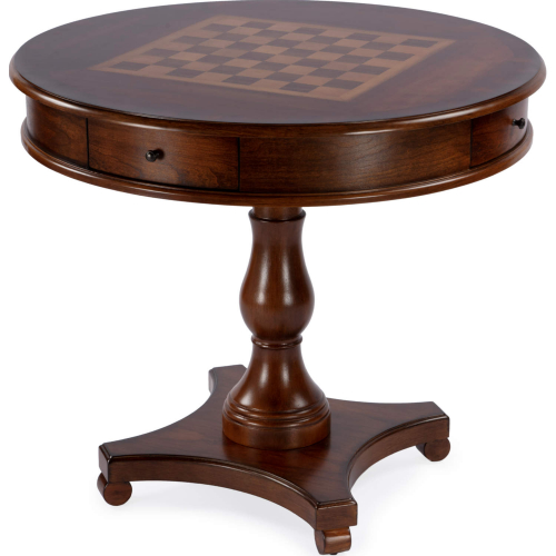 Fredrik 34" Round Game Table in Antique Cherry Brown Finish