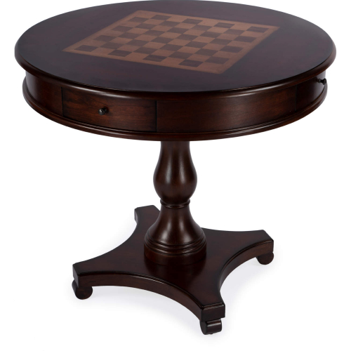 Fredrik 34" Round Game Table in Cherry Dark Brown Finish