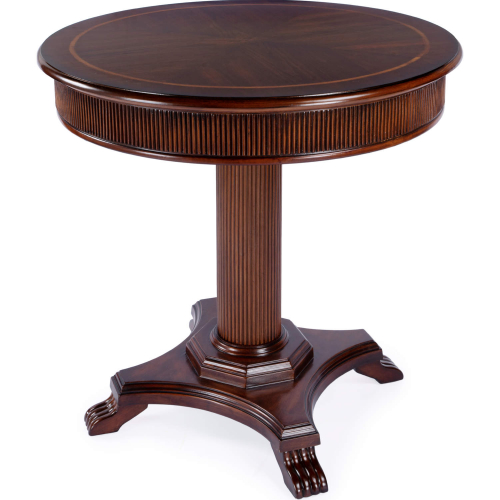 Ellsworth 36" Ribbed Pedestal Foyer Table in Antique Cherry Brown Finish