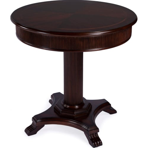 Ellsworth 36" Ribbed Pedestal Foyer Table in Cherry Dark Brown Finish