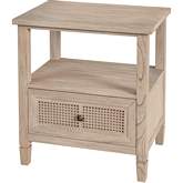 Flagstaff 1 Drawer Nightstand in Desert Sand Finish Wood & Cane