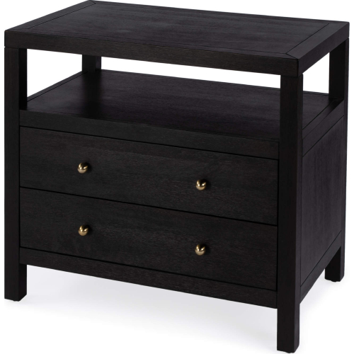 Celine 2 Drawer Wide Nightstand in Wire Brushed Coffee Brown Finish