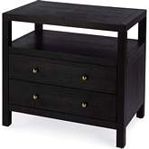 Celine 2 Drawer Wide Nightstand in Wire Brushed Coffee Brown Finish