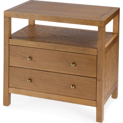 Celine 2 Drawer Nightstand in Wire Brushed Natural Wood Finish