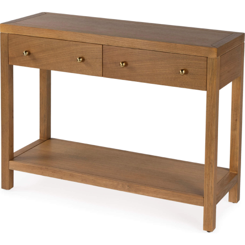 Celine 2 Drawer Console Table in Wire Brushed Natural Wood Finish