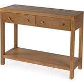 Celine 2 Drawer Console Table in Wire Brushed Natural Wood Finish