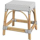 Robias 18" Dining Stool in Gray & White Dot PE Rattan & Natural Color Rattan