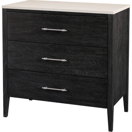 Mayfair 33" 3 Drawer Chest in Beige Marble & Washed Black Finish Wood