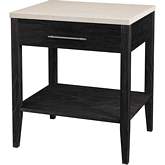 Mayfair 22" 1 Drawer Nightstand in Beige Marble & Washed Black Finish Wood