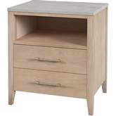 Mayfair 22" 2 Drawer Nightstand in Light Beige Marble & Light Brown Wood