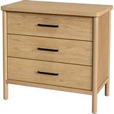 Lennon 34" 3 Drawer Rounded Leg Dresser in Light Brown Finish Wood