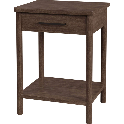 Lennon 21" 1 Drawer Rounded Leg Nightstand in Brown Finish Wood