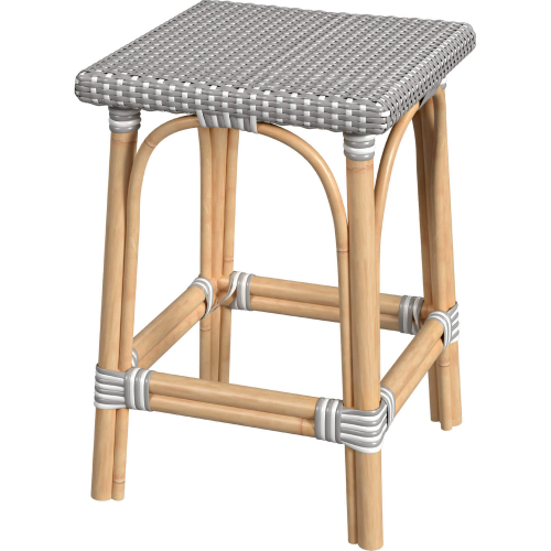 Riviera 24" Counter Stool in Gray & White Dot PE Rattan & Natural Color Rattan