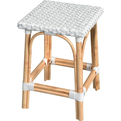 Riviera 24" Counter Stool in Gloss White PE Rattan & Natural Rattan