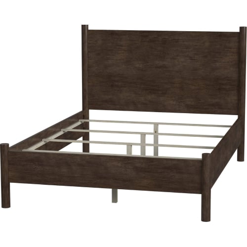 Lennon Rounded Leg Queen Bed in Medium Brown Finish Wood