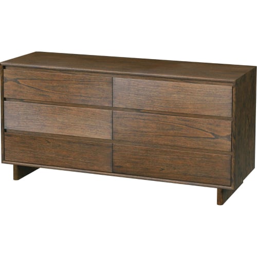 Halmstad 62" 6 Drawer Dresser in Walnut Brown Finish Wood