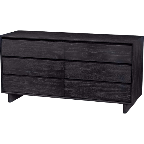 Halmstad 62" 6 Drawer Dresser in Washed Black Finish Wood