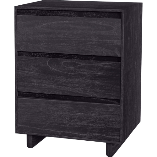 Halmstad 22" 3 Drawer Nightstand in Washed Black Finish Wood