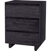 Halmstad 22" 3 Drawer Nightstand in Washed Black Finish Wood